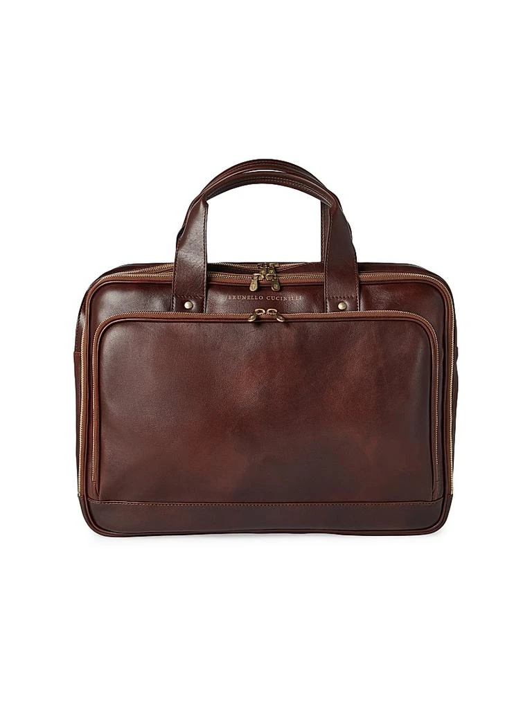 Brunello Cucinelli Calfskin Briefcase with Zipper 3