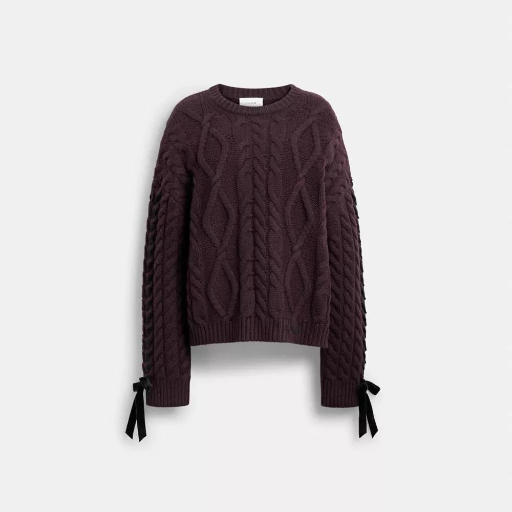 Coach Cable Knit Bow Sweater 1