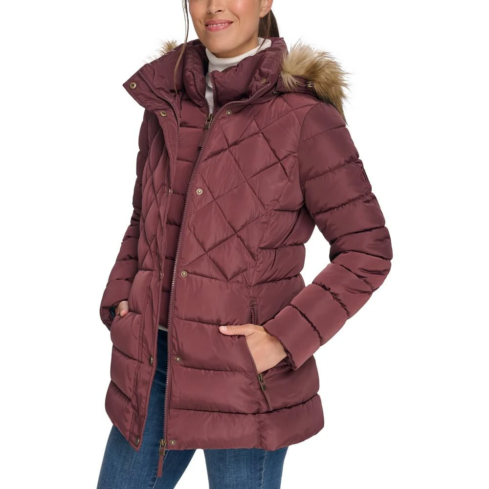 Tommy Hilfiger Women's Bibbed Faux-Fur-Trim Hooded Puffer Coat, Created for Macy's 3