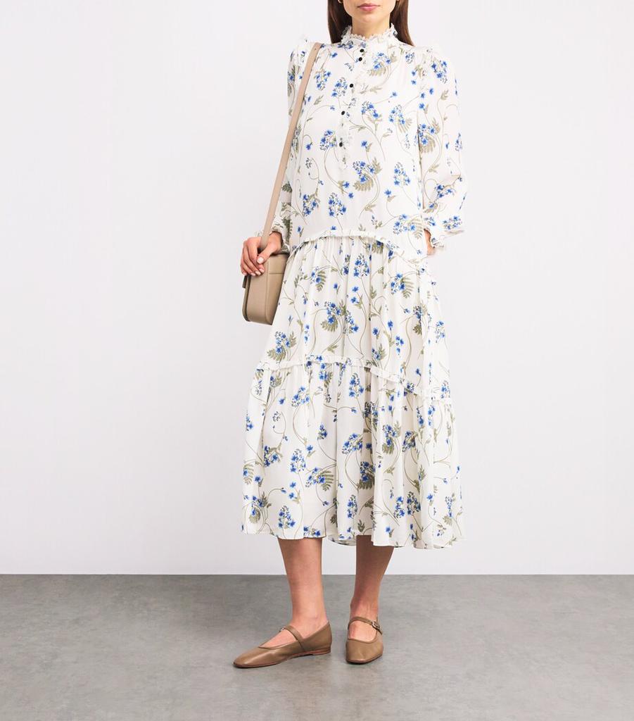 ME+EM Silk Forget-Me-Not Maxi Dress