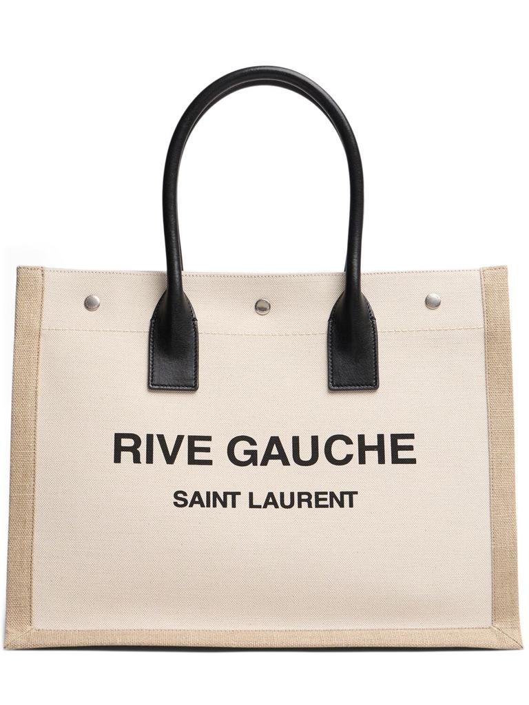 SAINT LAURENT Small Rive Gauche Linen Tote Bag