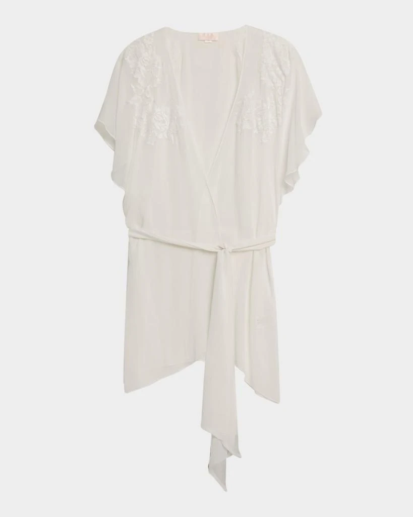 Christine Lingerie Floral Applique Silk Chiffon Robe 1