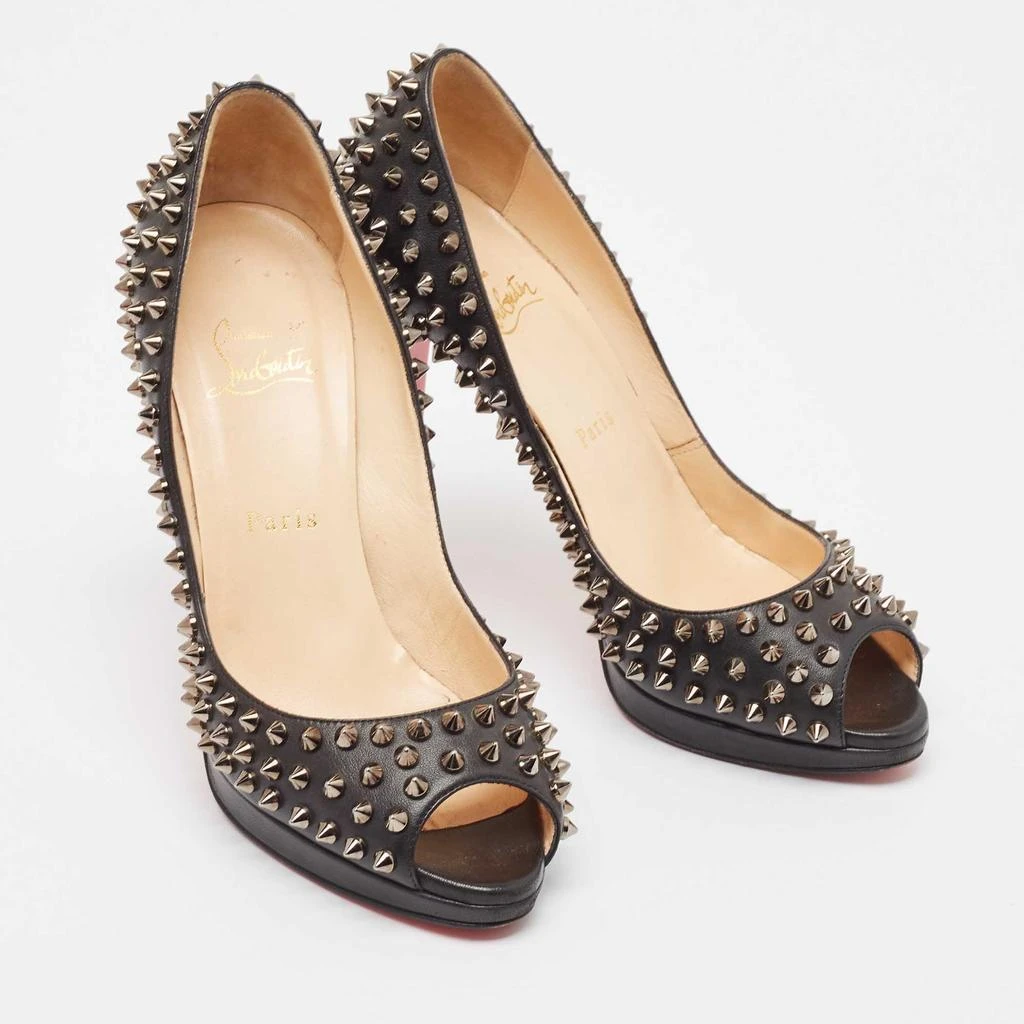 Christian Louboutin Christian Louboutin Black Leather Yolanda Spikes Pumps Size 38.5 4