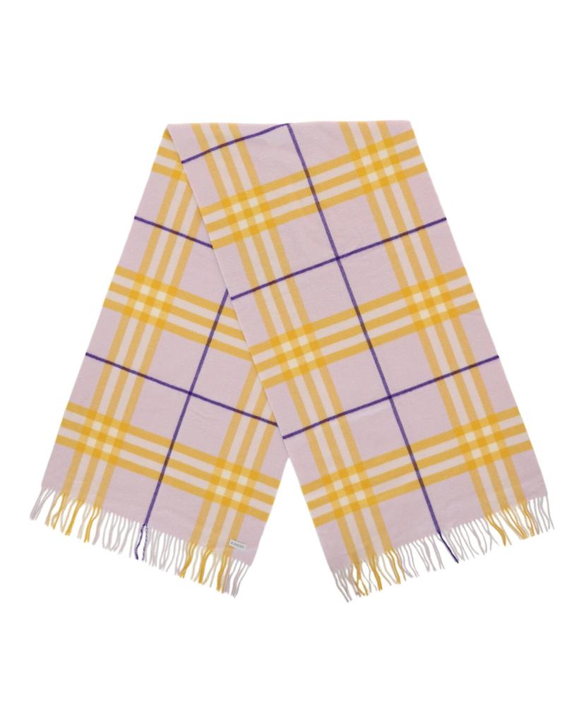 Burberry Check-Pattern Fringed Cashmere Scarf