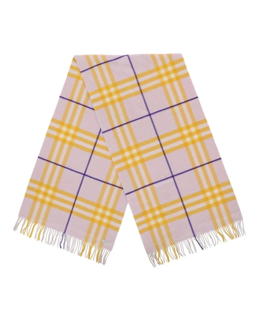 Burberry Check-Pattern Fringed Cashmere Scarf 2