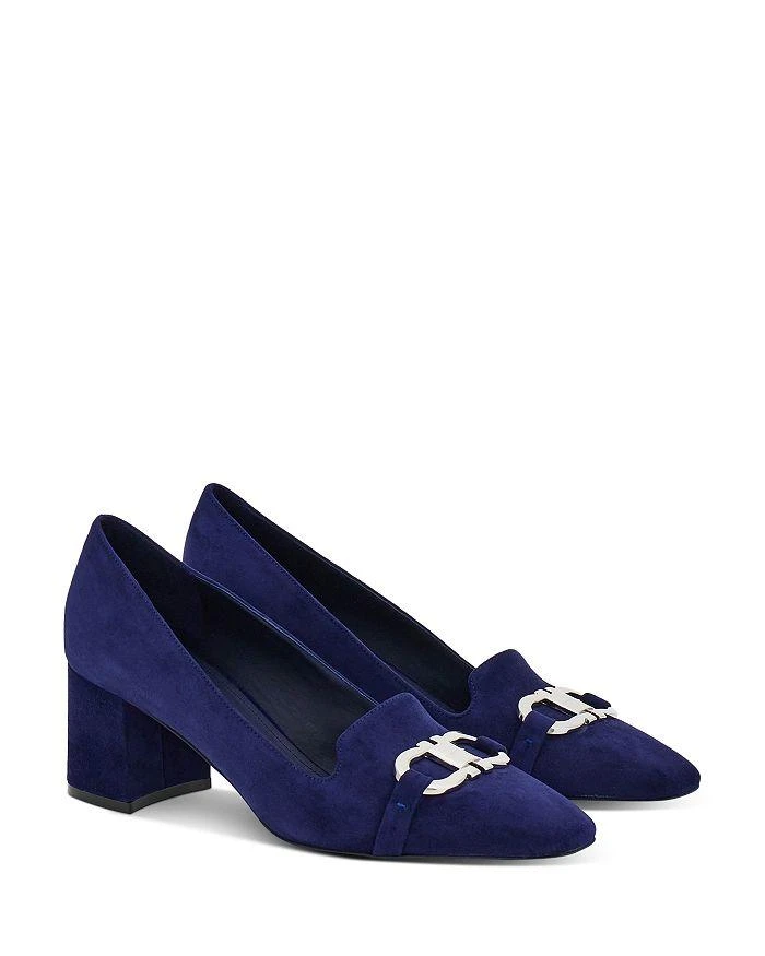 Salvatore Ferragamo Women's Mirelle Square Toe Logo Detail Block Heel Pumps 1