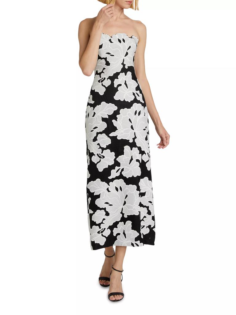 LELA ROSE Natasha Strapless Floral Dress