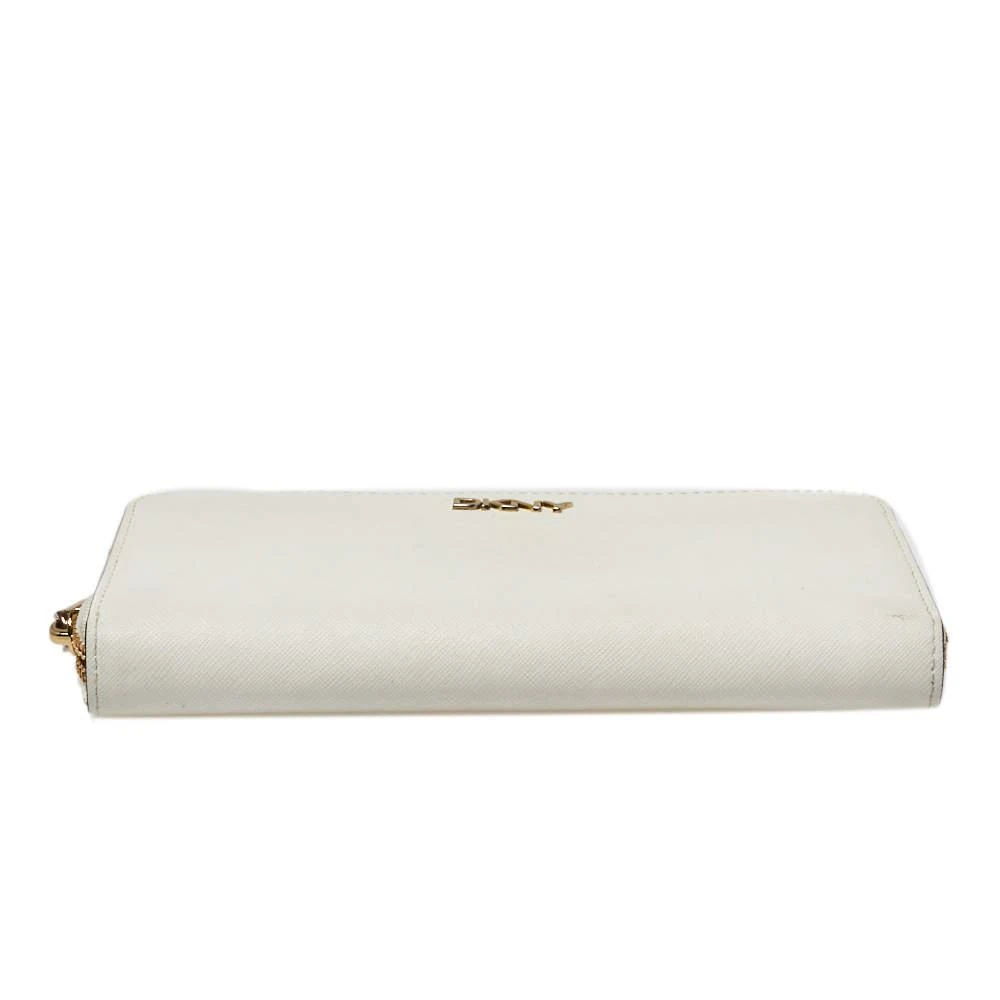 DKNY Dkny White Saffiano Leather Zip Around Continental Wallet 6