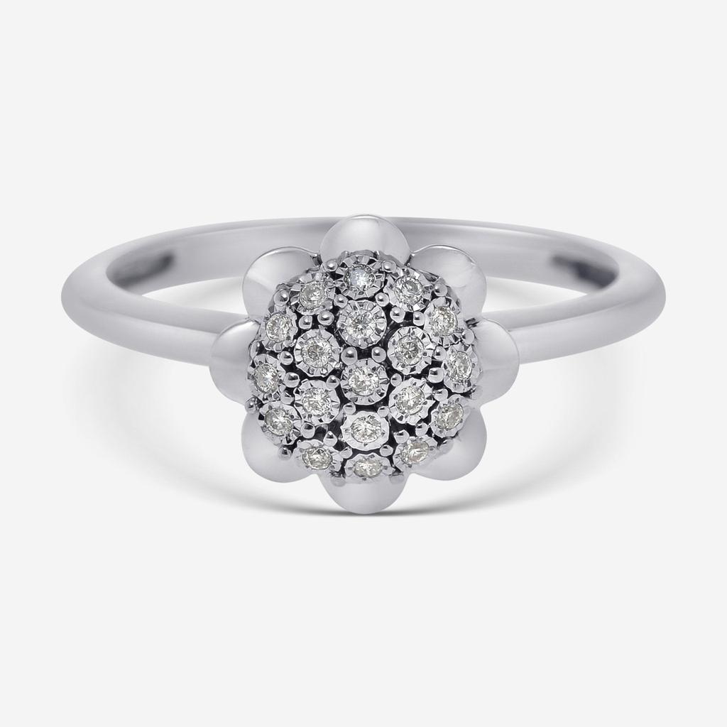 Bliss Bliss By Damiani 18K White Gold, Diamond Cluster Ring Sz 6.5 20089423