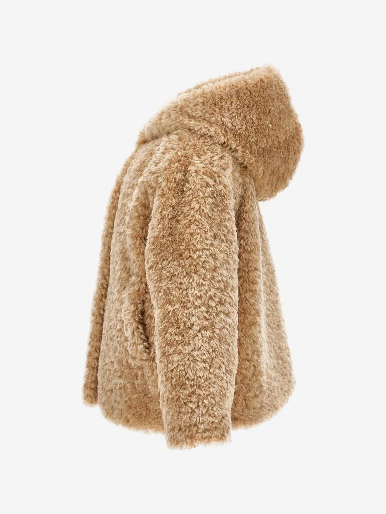 MONNALISA Monnalisa Girls Plush Faux Fur Jacket in Beige 5