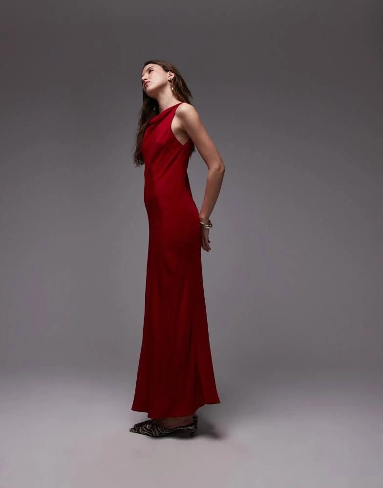 mango satin maxi dress - RED - L