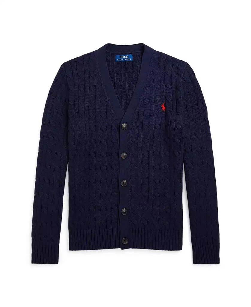 Ralph Lauren Big Boys Cable-Knit Cotton V-Neck Cardigan Sweater 1