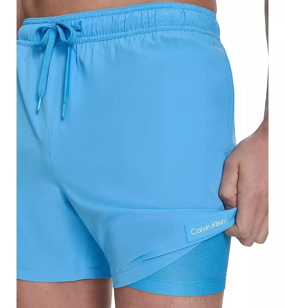 Calvin Klein Men's Core Euro Regular-Fit Quick-Dry 5" Swim Trunks with Compression Short Liner 4
