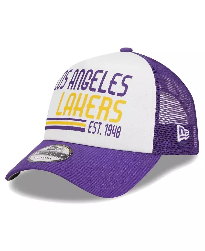 New Era Men's White Los Angeles Lakers Lift Pass Foam Front Trucker 9FORTY Adjustable Hat 1
