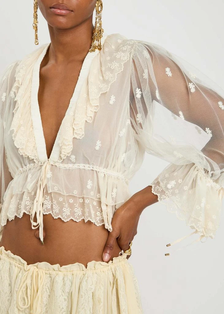 Chloé Ruffled tulle cropped blouse 5