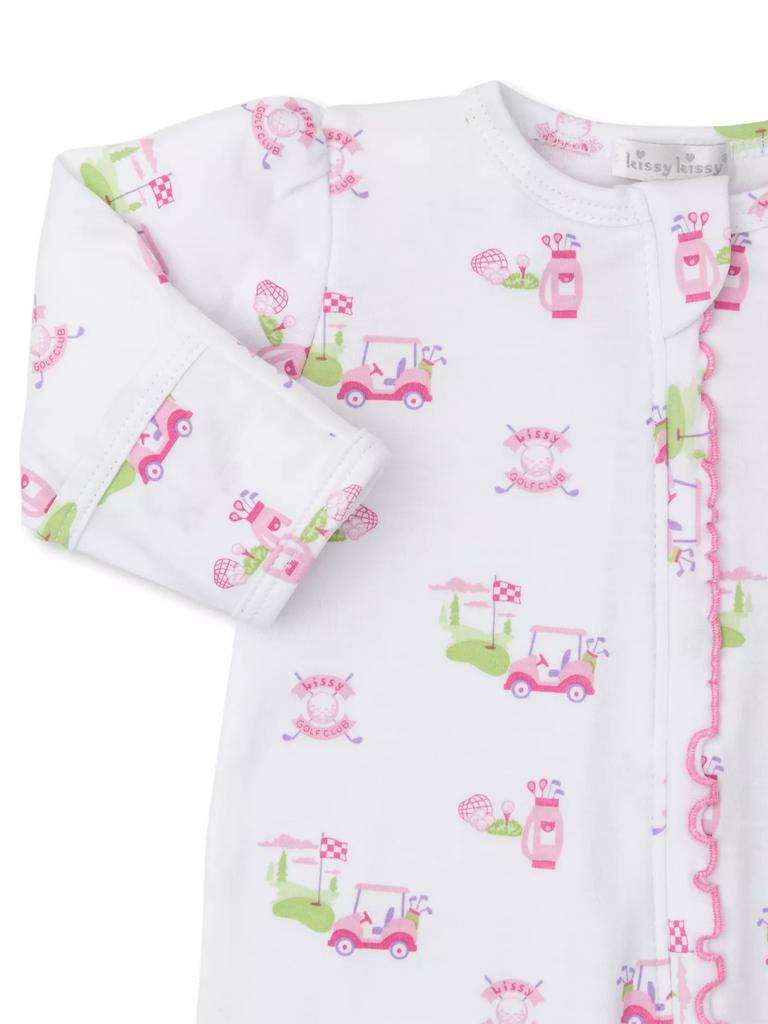 Kissy Kissy Baby Girl's Ruffle-Trim Golf Print Footie