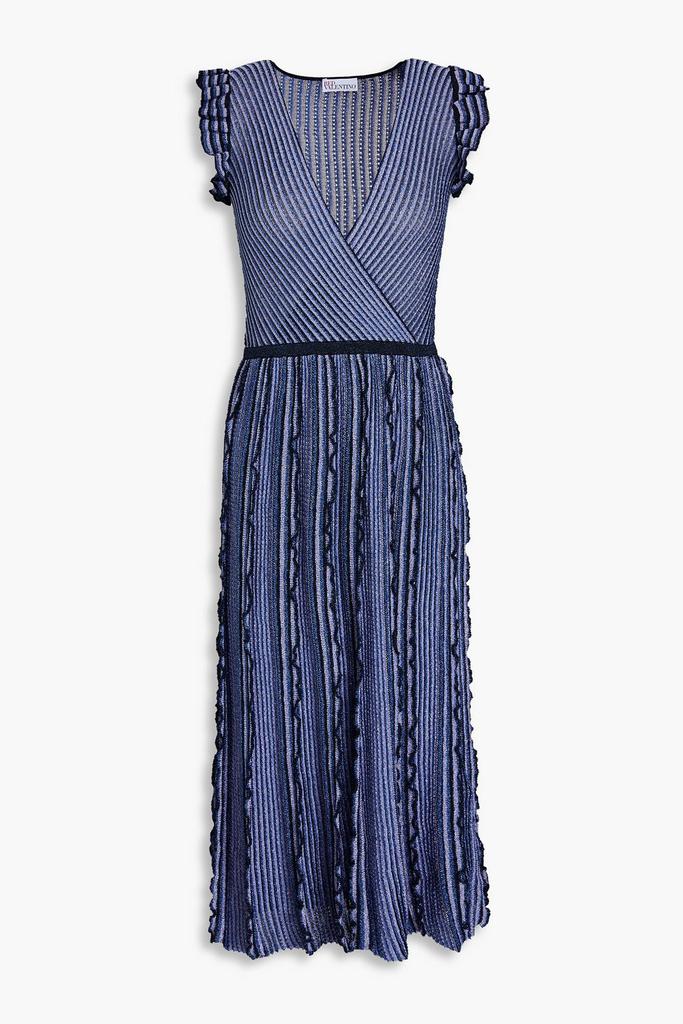 RED VALENTINO★素敵！Ruffled striped ribbed-knit mini dress RED Valentino Ruffled striped ribbed-knit mini dress