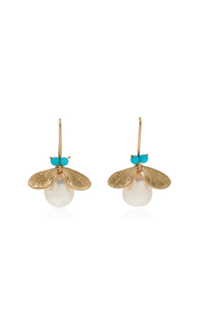Annette Ferdinandsen Annette Ferdinandsen - Jeweled Bug 14K Yellow Gold; Pearl; And Turquoise Earrings - Gold - OS - Moda Operandi - Gifts For Her