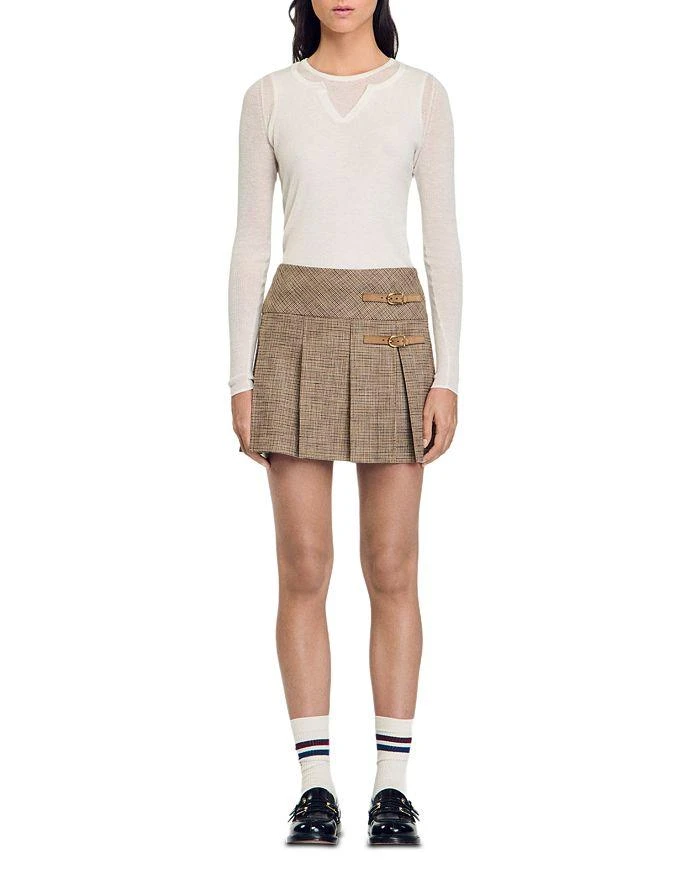 Sandro Cary Houndstooth Pleated Skirt 6