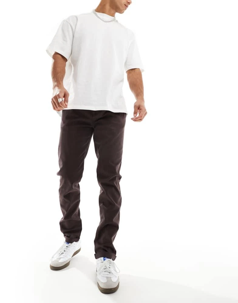 ASOS ASOS DESIGN skinny chino in washed in brown 4