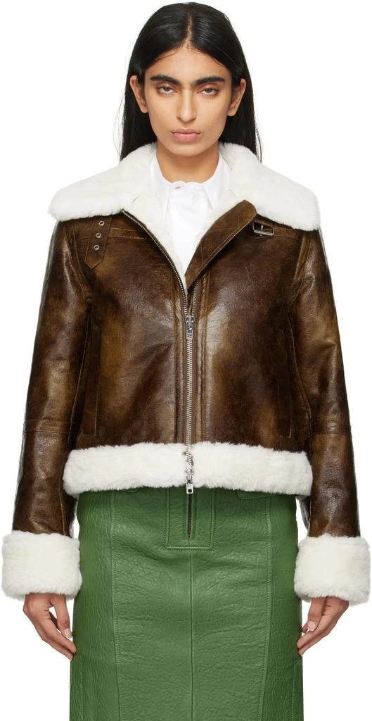 STAND STUDIO Brown & Off-White Lorelle Faux-Shearling Jacket 1