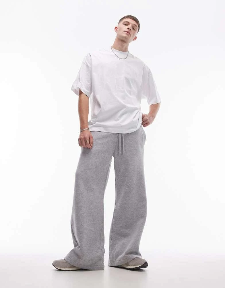 Topman Topman baggy leg jogger in grey marl 1
