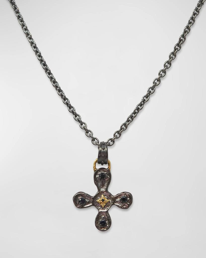 Armenta Men's Artifact Cross Necklace w/ Diamonds & Black Sapphires 1