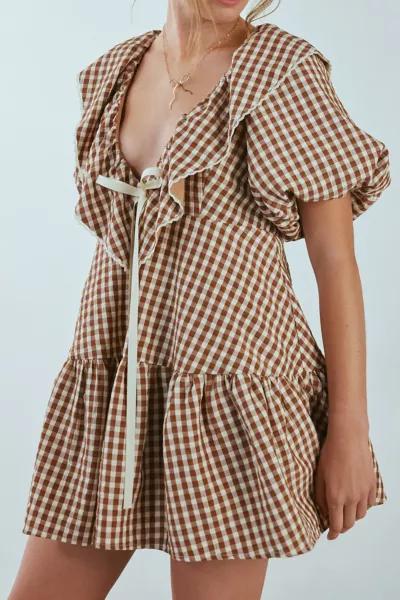 For Love & Lemons For Love & Lemons Gingerbread Gingham Mini Dress