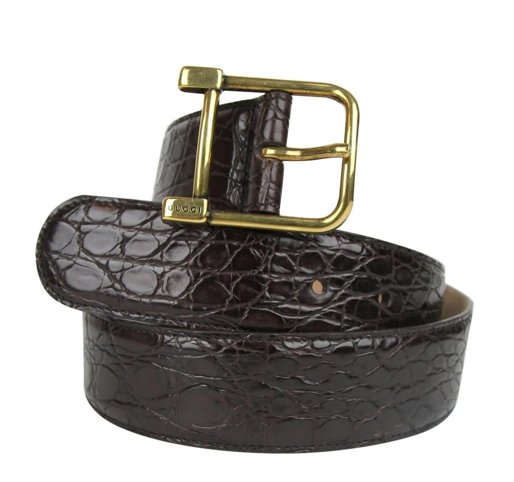 Gucci Women
s gold Square Buckle Crocodile Belt 4