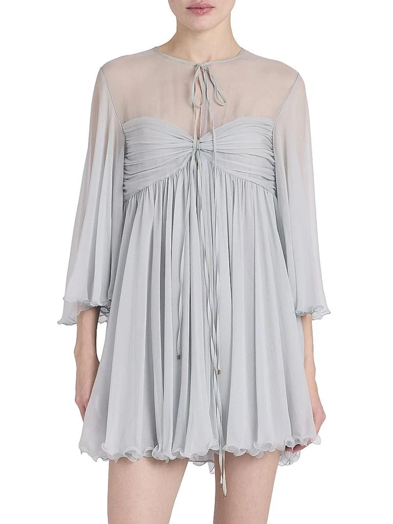 Chloé Silk Georgette Tie Neck Minidress 3