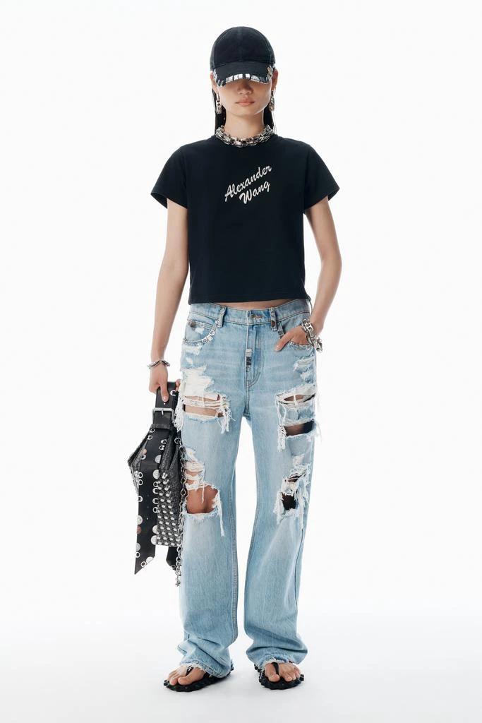 Alexander Wang Black Crystal Hotfix & Cotton Logo Tee 5