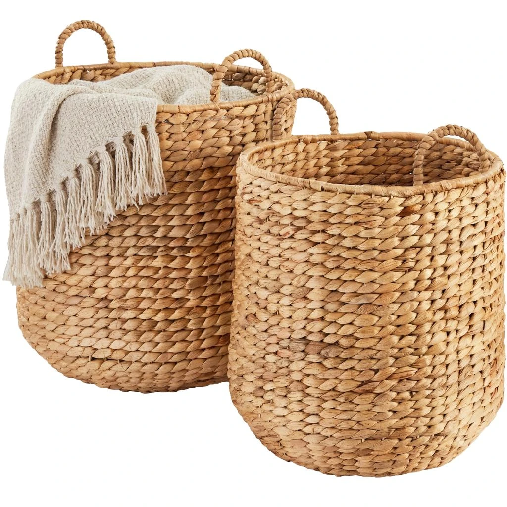 Best Choice Products 2-Piece Round Nesting Baskets W/Handles, Handwoven Water Hyacinth, Storage Organizer  - Natural