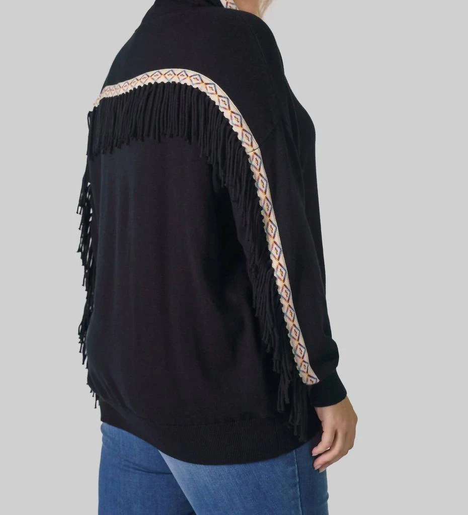Minnie Rose Minnie Rose - Cotton Cashmere Embroidered Fringe Hoodie - Plus 5