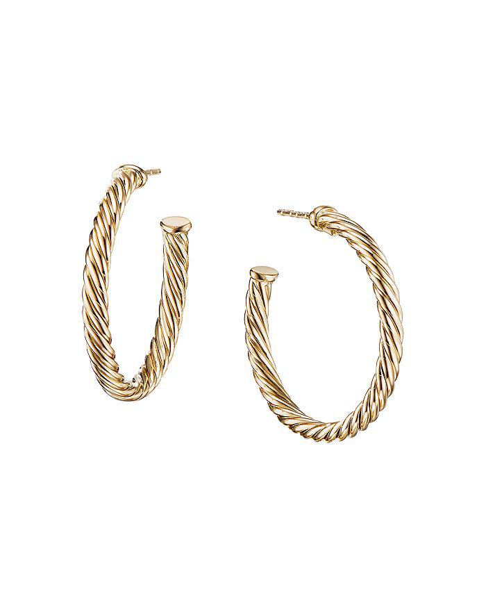 David Yurman Cablespira® Hoop Earrings in 18K Yellow Gold, 1in