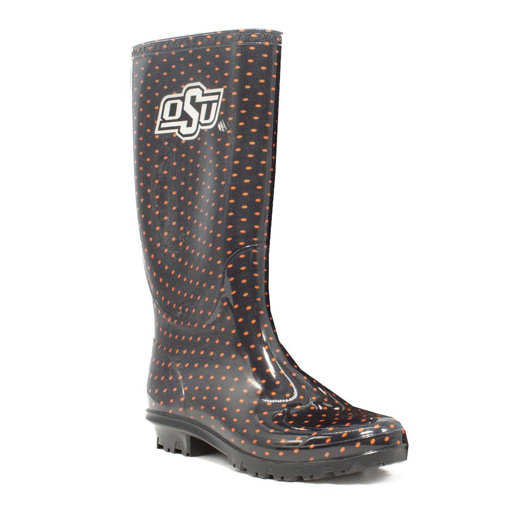 Gameday Boots Oklahoma State University Polka Dot Round Toe Rain Boots