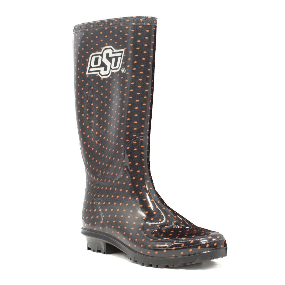 Gameday Boots Oklahoma State University Polka Dot Round Toe Rain Boots 2