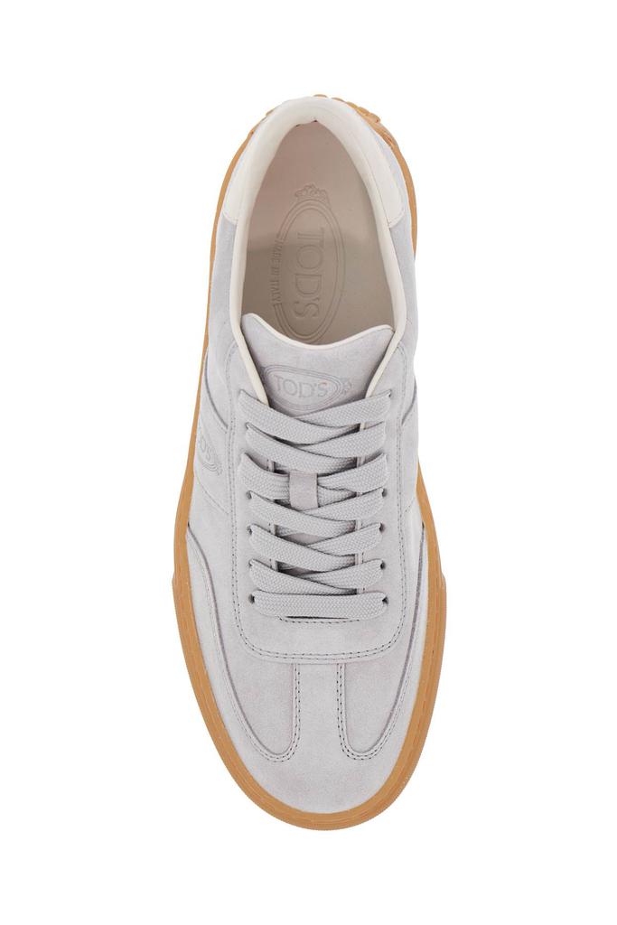 Tod's light grey suede casual lace-up shoes for men