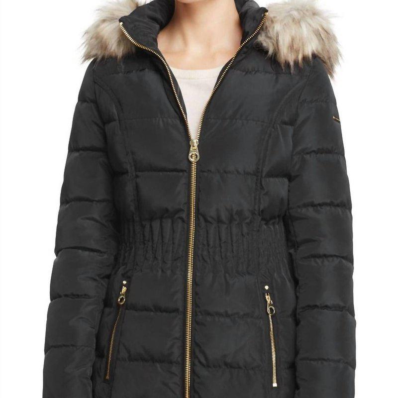 Laundry by Shelli Segal Women'S Cinch Waist Down Puffer Hooded Coat