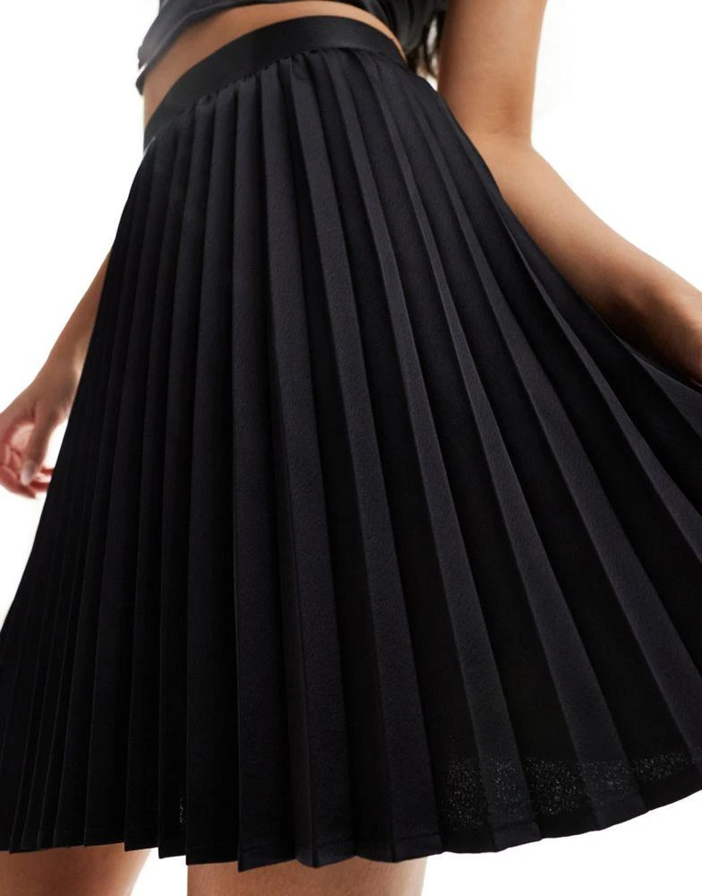 Y.A.S. YAS satin pleated mini skirt in black - BLACK 3