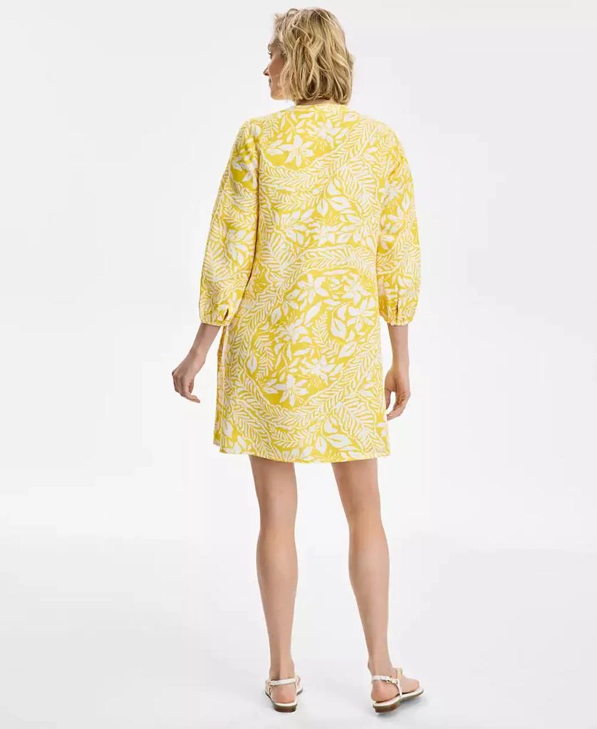 Charter Club Women's Floral-Print Bhavana 3/4-Sleeve 100% Linen Pintuck Dress, Exclusively at Macy's 5