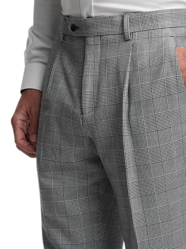 Paul Fredrick Black/white Plaid Houndstooth Single Pleat Suit Pants 3
