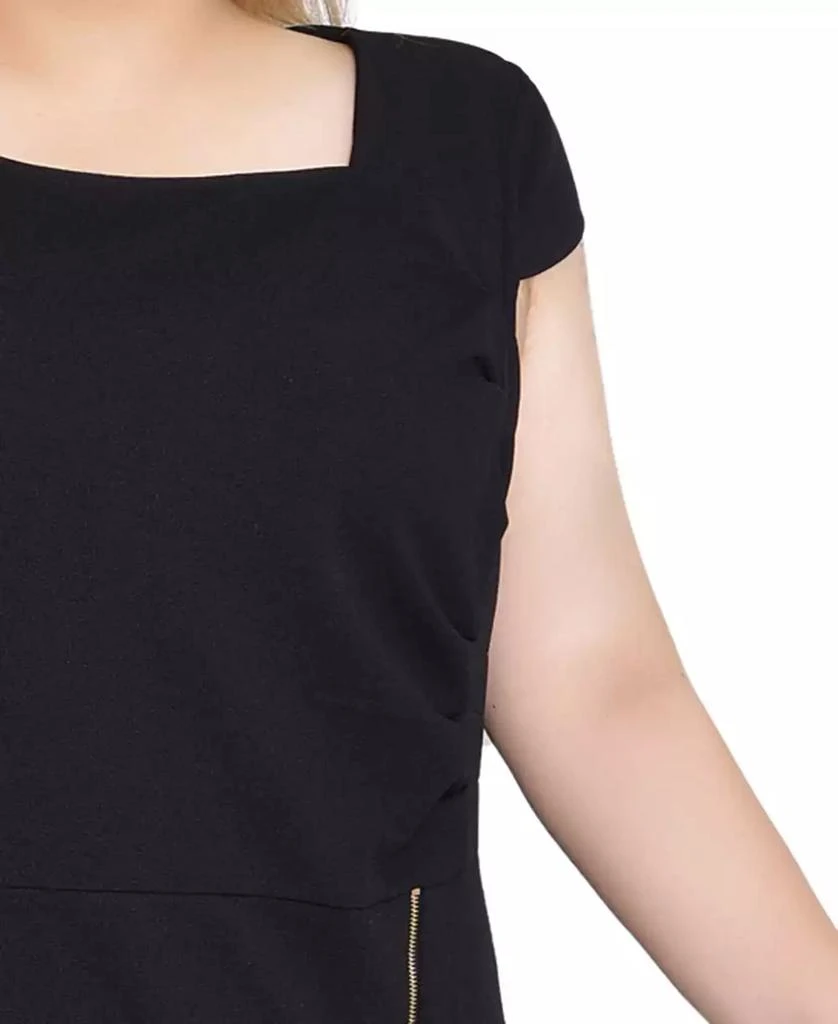 NY Collection Plus Size Cap Sleeve Exposed Zipper Dress 4