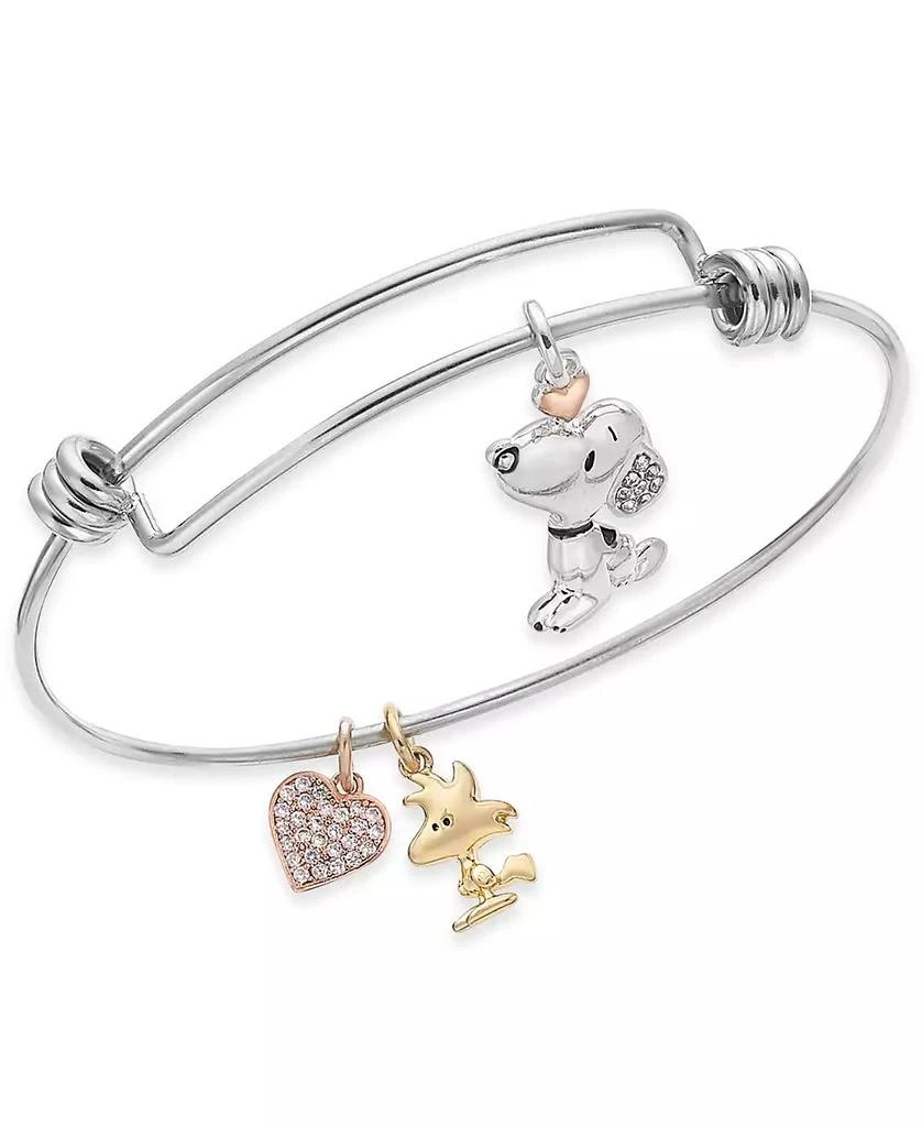 Peanuts Unwritten Snoopy & Woodstock Bangle Bracelet in Stainless Steel with Silver Plated Charms 3