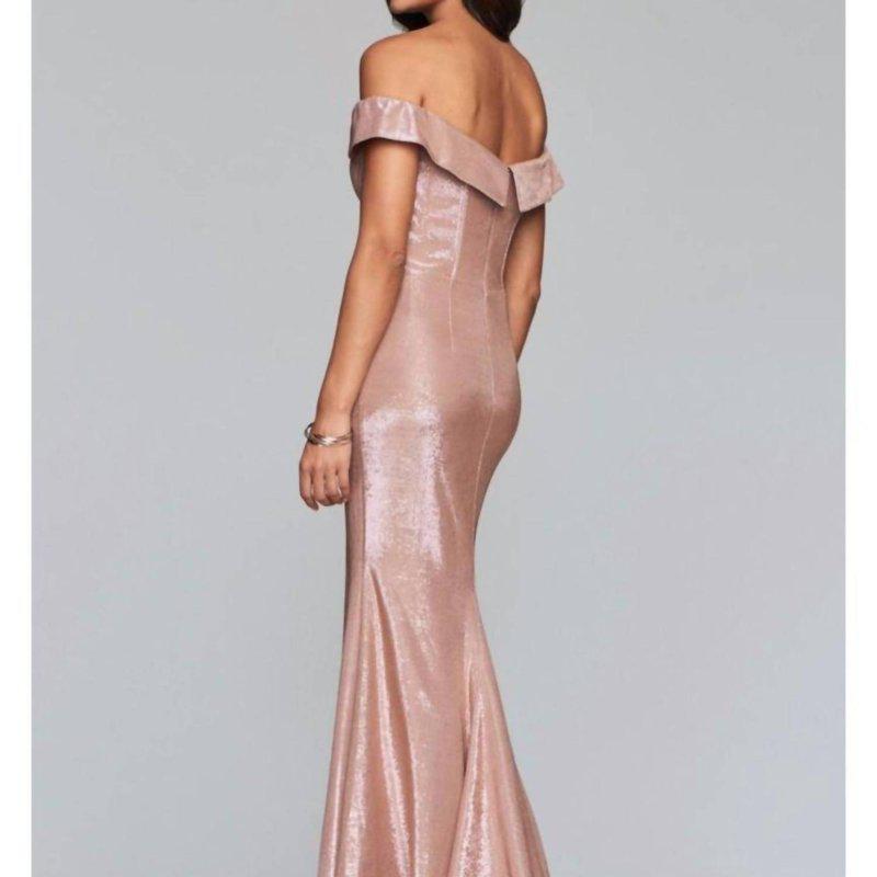 Faviana Classic Metallic Off The Shoulder Gown