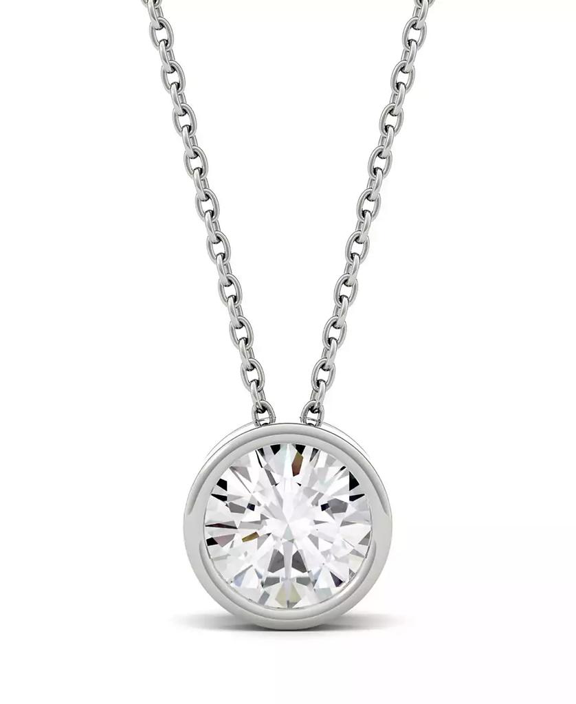 Charles & Colvard Moissanite Bezel Solitaire Pendant (1/2 ct. t.w. Diamond Equivalent) in 14k White or Yellow Gold