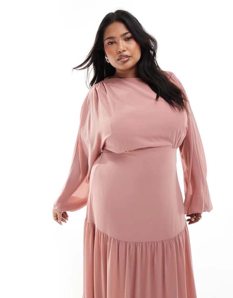 tfnc chiffon maxi dress TFNC Bridesmaid chiffon maxi dress with cape in sage green