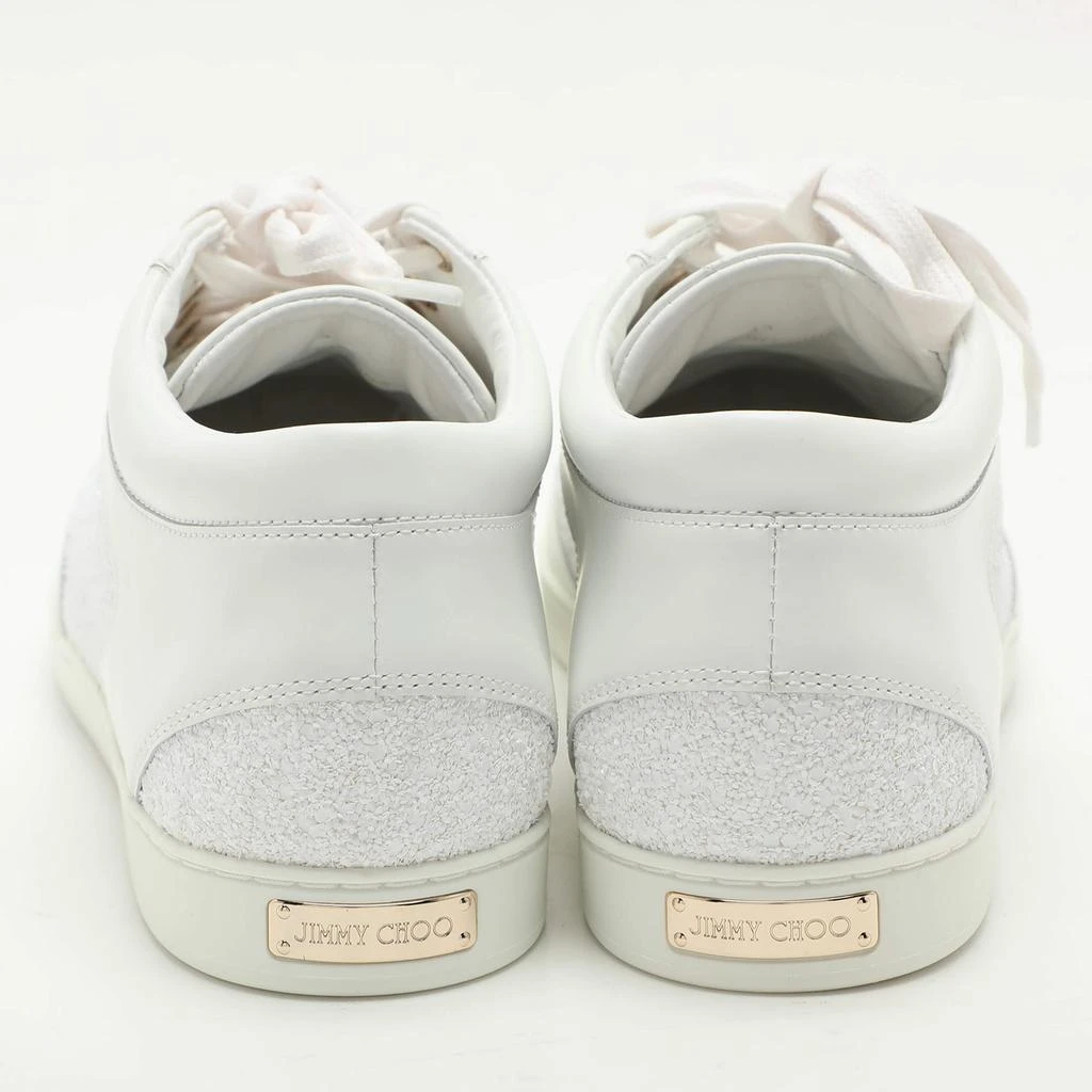 Jimmy Choo Jimmy Choo White Glitter and Leather Miami Low Top Sneakers Size 43 5