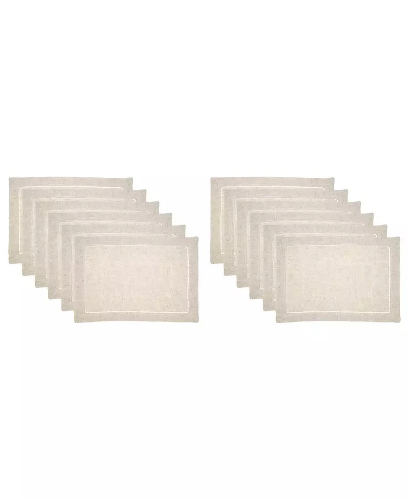 Saro Lifestyle Linen Blend Toscana Double Hemstitched Placemat, Set of 12