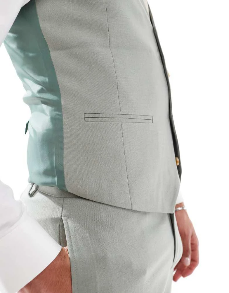ASOS ASOS DESIGN skinny suit waistcoat in light green 5