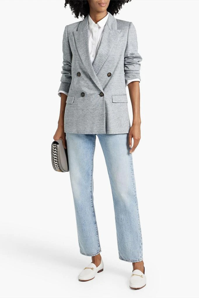 Brunello Cucinelli Double-breasted mélange linen and silk-blend blazer 2